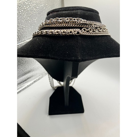 Stainless Steel 3 Strands of 2 Types Chain 25" Length Necklace! - Picture 5 of 6